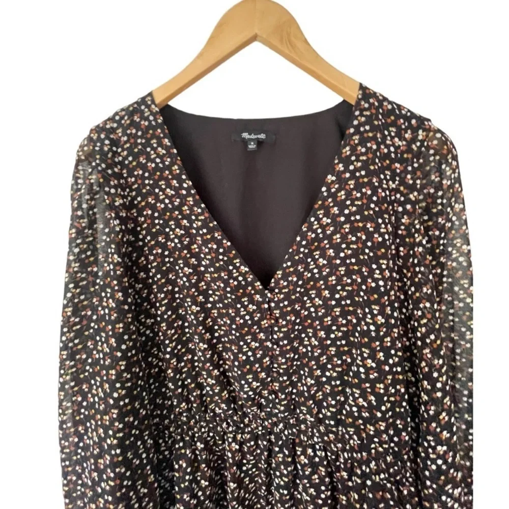 Madewell Resourced Georgette Button Front Mini Dress In Adorable Ditzy Size M - Picture 5 of 9